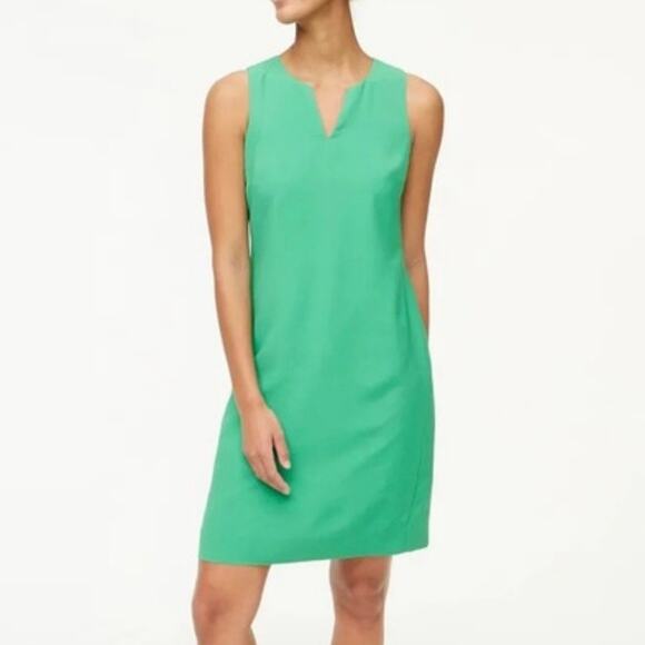 NWT J.Crew Green Sleeveless V-neck Shift Dress Size 4P - Picture 1 of 9